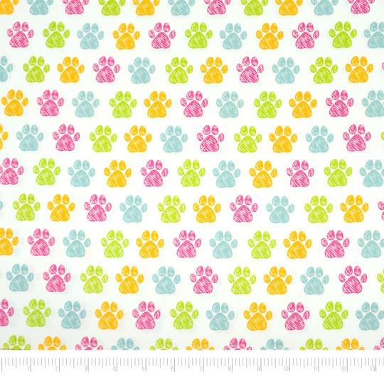 SINGER Rainbow Paw Prints Cotton Fabric Fat Quarter